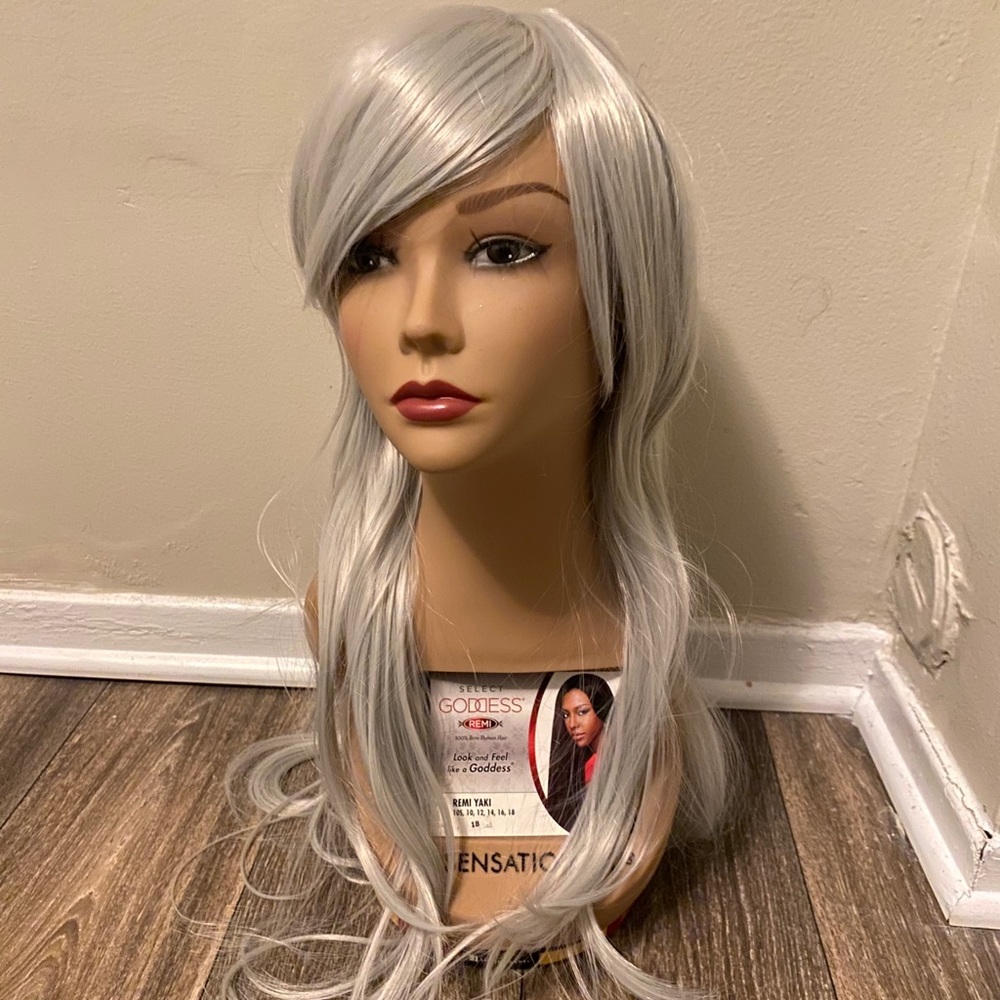 Gray curled wavy 27inch wig - Picture 1 of 8